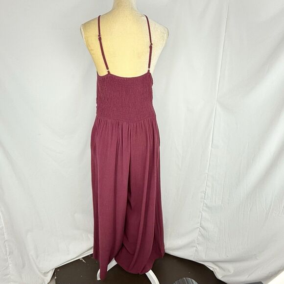 Jumpsuit Tan Large Summer One Shoulder Rose High Waist Casual Wide Leg ANRABESS - Picture 6 of 16